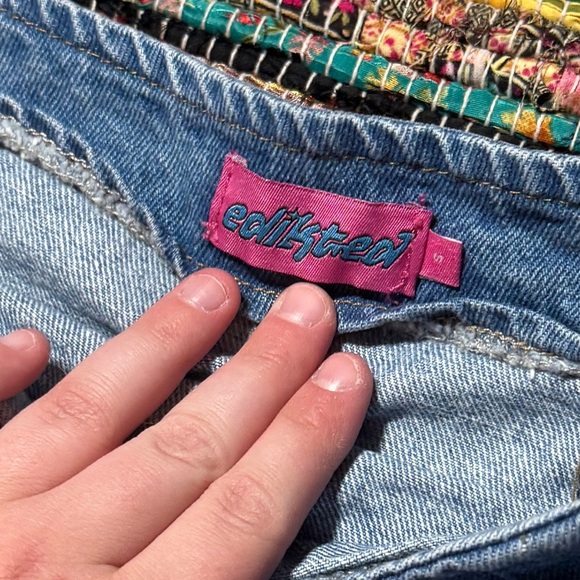 edikted medium wash denim high slit mini skirt size small - Picture 2 of 3